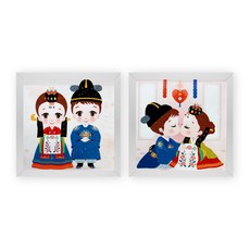 썬더샵 DIY 신랑각시보석십자수 액자세트2종(25x25cm) 학습교구, 축복신랑각시