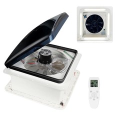 OUTPRIZE LED 조명이 있는 리모컨 RV 루프 벤트 팬 12V DC 35.6cm(14인치) 매우 조용한 RV 루프 팬 레인 센서 포함 10단 속도 양면 사용 가능, 1개