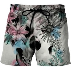 여름 남성 비치 반바지 해골 3D 인쇄 느슨한 서핑 보드 반바지 S-6XL 트렁크 플러스 사이즈 서핑 Beachwear 헐렁한 수영복