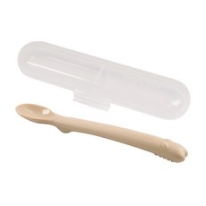 모니 초기용 치발기 실리콘 이유식 스푼 1단계, 1개, 스푼+케이스, 밀크베이지
