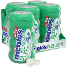 Mentos Pure Fresh 무설탕 츄잉껌 자일리톨 스피어민트 50개 병 (4개 벌크 팩), Spearmint_50 Piece(Pack of 4), 4개