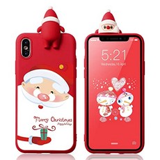 iPhone XS Max Max Silicone 3D 만화 크리스마스 산타 클로스 뒷 표지 어린이 여성 멋진 재미있는 TPU 슬림 맞는 고무 (4 iPhone Xs Max), 4, iPhone Xs Max