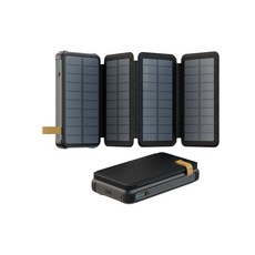 접이식 휴대용 태양광 충전 패널 보조배터리 배터리 20000mAh 초고속 야외 다기능 인터, Black, 1개