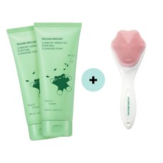라운드어라운드 컴포트 그린티 약산성 클렌징 뽀득폼 400ml + 모공브러쉬