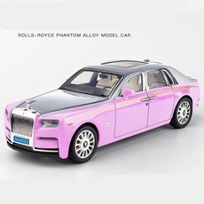 1/18 롤스로이스 팬텀 합금 자동차 모델 다이캐스트 및 장난감 차량 금속 컬렉션 시뮬레이션 소리와 빛 선물, 02 Pink