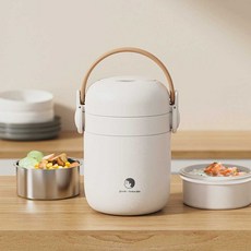 스테인리스 도시락 세트 보온 밥통 점심 소풍 직장인, 백소오 복층+실리콘 900ml, 1개