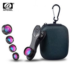 APEXEL HD 5 in 1 폰 카메라 렌즈 키트 어안 렌즈 + 0.63x 와이드 앵글 + 15x 매크로 렌즈 + 2X 망원 렌즈 + 대부분의 폰용 CPL 렌즈|휴대전화 렌즈|, 1개, 단일, 단일