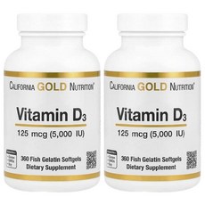CGN 비타민D3 5000IU 125mcg 360젤 2병 캘리포니아골드 Vitamin D3, 2개
