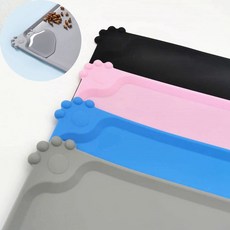 애견미끄럼방지매트 강아지 실리콘 반려동물 사료 고양이 그릇 음식 물 넘침 쉬운 청소, 검은 색, 48x30cm, 1개