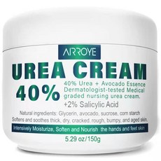 Urea 40% 풋 크림 2% 플러스 살리실산 건조하고 갈라진 뒤꿈치를 위한 크림 - 발과 손을 최고의 굳은살 제거제 천연 보습 거칠고 죽은 피부에 영양을 공급합니다 118, 1개