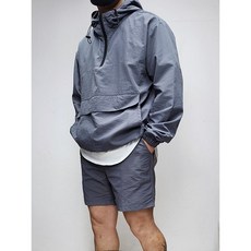 남녀공용 오버핏 아노락 후드 반집업 밴딩 반바지 바스락 바람막이 세트 2컬러