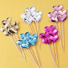 (10개)러블리 하트 토퍼 생일이벤트 케이크토퍼 레드하트, 10개