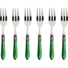 Bugatti Oxford OXB4M-N3217 Cake Forks (Set of 6) - Steel/ABS (Acrylonitrile Butadiene Styrene) - 21 x 18 x 3 cm - Gree, 단일옵션