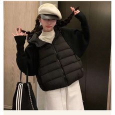 뷰웨이브 여성 참 따뜻한 후드 덕다운 오리털 경량 패딩 점퍼 자켓