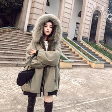 한스마켓 라쿤퍼 안감기모 야상패딩 여성 겨울옷