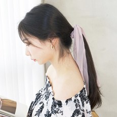 이쁨달다 홀리리본 무지 쉬폰 곱창 머리끈 파스텔 슈슈 헤어링 스크런치 연예인곱창 오간자 5color