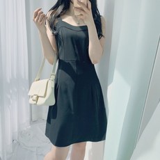H라인 블랙 정장 뷔스티에 나시 원피스