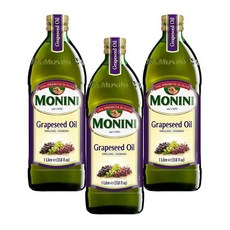 Monini 그릴과 요리에 적합한 프리미엄 추출물 포도씨 오일 Premium Extract Grapeseed Oil for grilling and cooking, 3개, 1L