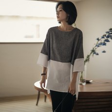 해외직구 가을 여성스러운 여장루즈 린넨패치티셔츠블루라이트차단안경 여성의류-13451