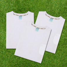 그랜피니 프리미엄 남여공용 베이직 라운드 무지 포켓 반팔 티셔츠 3PACK 세트 GFBTS