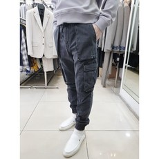 지오송지오 ZVW23726 블랙 워싱 카고 데님 조거 팬츠(슬림핏)