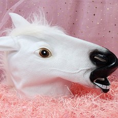 흰 말가면 웃긴 동물 라텍스가면 백마 말탈 하얀 말머리탈 마스크