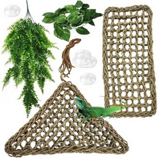 kathson Bearded Dragon Hammock Reptile Lounger Reptiles Plants Hanging Fake Vines Boston Climbing, 1개