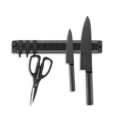 KITCHENDAO 다이아몬드 마그네틱 나이프 홀더 스트립 벽용 후크 33cm(13인치) 향상된 강력한 플라스틱 자석 나이프 랙 바 보관 디스플레이 홈 오거나이저 1팩, 다이아몬드 1팩, 후크 3개 포함, 1개