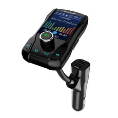 Onever 컬러 스크린 FM 송신기 무선 블루투스 핸즈프리 자동차 키트 360 회전식 자동차 MP3 오디오 5V 3.1A 듀얼 USB 충전, 검정