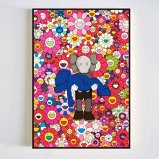 무라카미다카시 카이카이키키 팝아트 스마일 액자 해바라기그림 페인팅 그림, H, 50x70cm, 우드