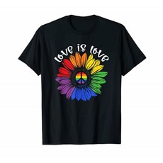 사랑은 사랑입니다 무지개 해바라기 LGBT 게이 레즈비언 프라이드 티셔츠, 단일옵션