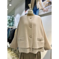 듀엘 니트배색 캐시미어 숏 코트 D4MSG566130343