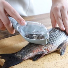 자체 비늘제거 물고기 브러시 긁기 낚시 청소 필러 나이프, 블루 BL03365, 1개