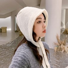 인터유 니트비니 니트털모자 핸드메이드 라탄 롱 스트랩 여제 비니모자 여성 겨울 두꺼운 보온 귀목 귀달이모자 트렌드