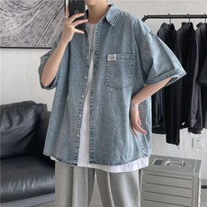 남자여름청셔츠셋업