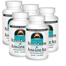 소스내추럴 아세틸 L-카르니틴 알파리포산 650mg 타블렛 Source Naturals Acetyl L-Carnitine Alpha-Lipoic Acid, 5개, 120정