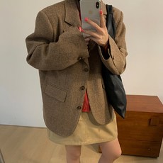 오버테이크 자켓 리버티 셔틀랜드 여성노카라 위아 이너프 하프레더