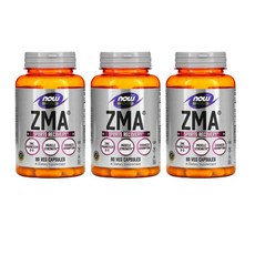 NOW Foods Sports ZMA 1PACKAGE 운동 후 회복 베지 캡슐, 90정, 3개