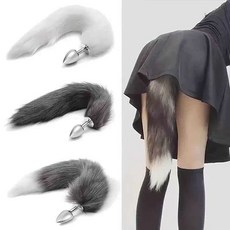고양이 꼬리 코스프레 올블랙 캣우먼 늑대 귀여운, 1개, 은색 소형 원형검정색