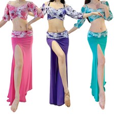 밸리스토리 카라 밸리댄스 벨리댄스 스커트 댄스복 연습복 세트, 바이올렛