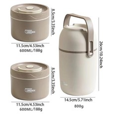 절연 도시락 상자 보관 가방 휴대용 레이어 커버 사무실 학생 밀, 1개, 14.2pcs white set