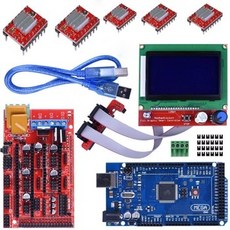 [해외] 메가 2560 R3 MEGA2560 REV3 WUSB 케이블 + RAMPS 1.4 컨트롤러 + RAMPS 1.4 LCD 12864 ARDUINO 3D 프린터 키트 용 LC, 1개