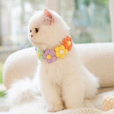 고양이 강아지 스카프 꽃 목걸이 케이프 PN01, M, 옐로우2컬러