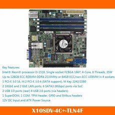 슈퍼마이크로 제온 프로세서 마더보드 X10SDV-4C -TLN4F D-1518 DDR4 PCI-E 3.0 SATA3 USB3.0 미니-ITX