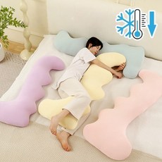 POMTOR 냉감 바디필로우 인체공학 탈부착 롱쿠션, 블루