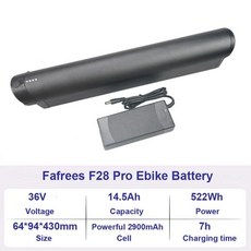 전기자전거 배터리 Fafrees 전기 자전거용 리튬 배터리 FF20 F100 F26 F28 프로 KRE27.5 용 36V 10Ah 14.5Ah 48V 10.4Ah, 16 36V14.5Ah F28 Pro, 1개