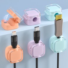 팩플 마그네틱 케이블홀더 자석 자동 선정리 전선 홀더, 스카이 2개+퍼플 2개+오렌지 2개