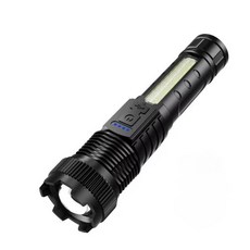 슈퍼 브라이트 LED 손전등 USB 충전식 줌 전술 토치 전원 디스플레이 포함 캠핑 낚시 비상 랜턴 100000L, 1개