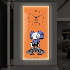 Uinox 곰돌이 시계 LED 무드등 대형 디자인 무소음 거실 고급 인테리어벽시계, (40x80cm)-T타입, (40x80cm)-B타입
