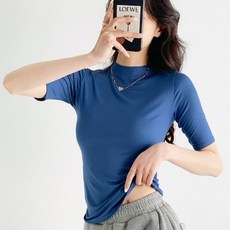 여름 모달 소매5부 얇은 찰랑 스판 이너 반목 반팔티 139510
